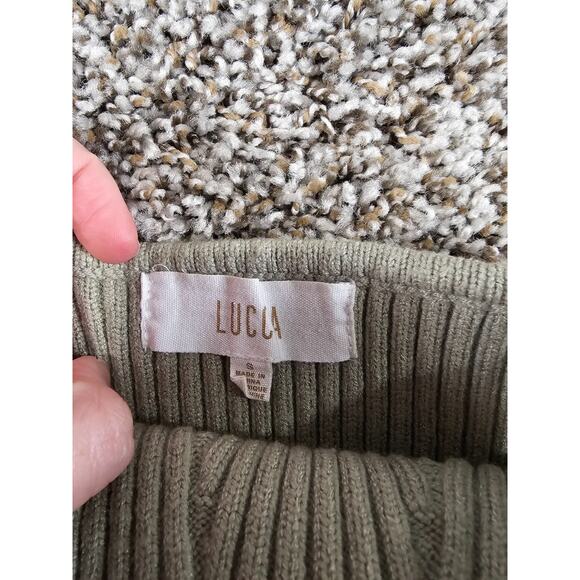 Lucca Womens Sz S Strapless Knit Tube Top Sage Green Ribbed - Picture 2 of 3